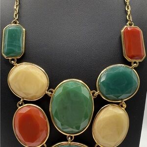 Kate Spade Elegant Gold-tone Necklace with Green, Brick Red, and Cream Accents